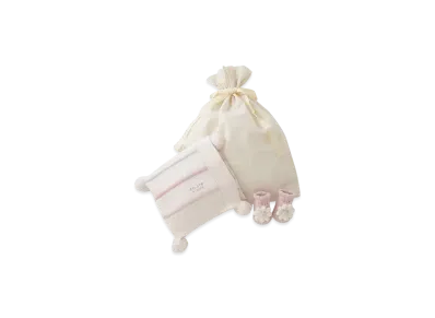 GELATO PIQUE Wrapped Baby Smoothy Colorful Border Blanket & Daisy Socks Set "Pink"