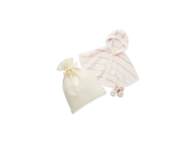 GELATO PIQUE Wrapped Baby Smoothy Colorful Border Poncho & Daisy Socks Set "Pink"