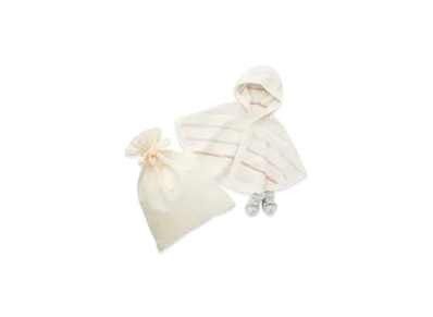 GELATO PIQUE Wrapped Baby Smoothy Colorful Border Poncho & Dinosaur Socks Set "Off White"