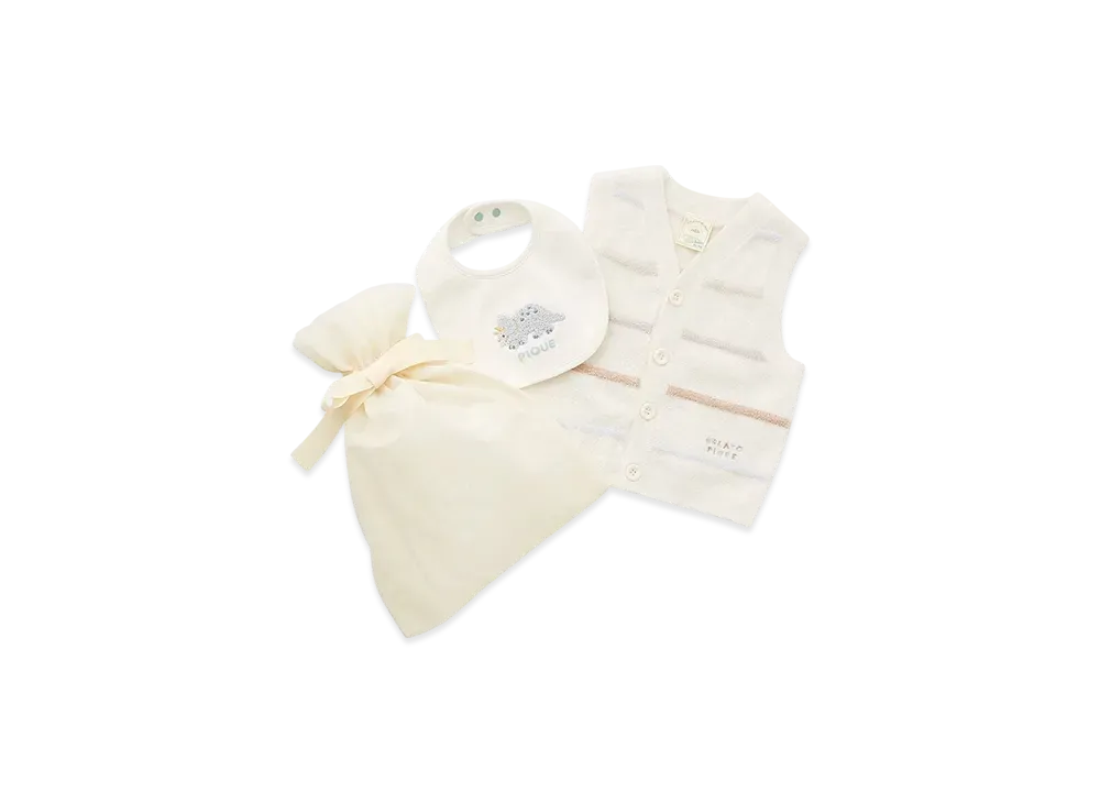 GELATO PIQUE Wrapped Baby Smoothy Colorful Border Vest & Dinosaur Tie "Off White"