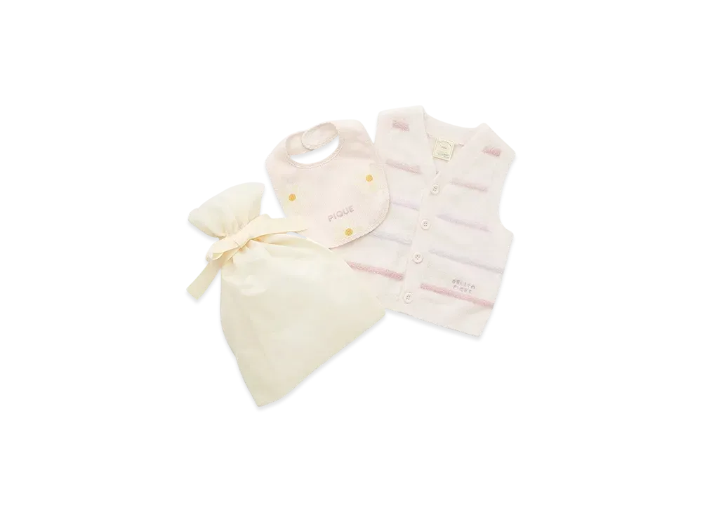 GELATO PIQUE Wrapped Baby Smoothy Colorful Border Vest & Daisy Bib "Pink"