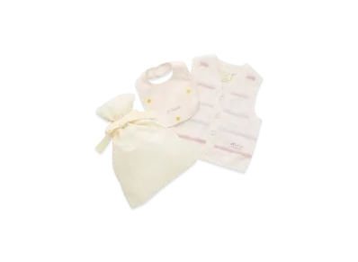 GELATO PIQUE Wrapped Baby Smoothy Colorful Border Vest & Daisy Bib "Pink"