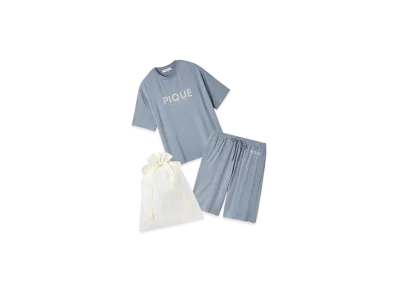 GELATO PIQUE Wrapped Homme Cool Touch Rayon Pique Logo T-Shirt & Shorts Set "Blue"