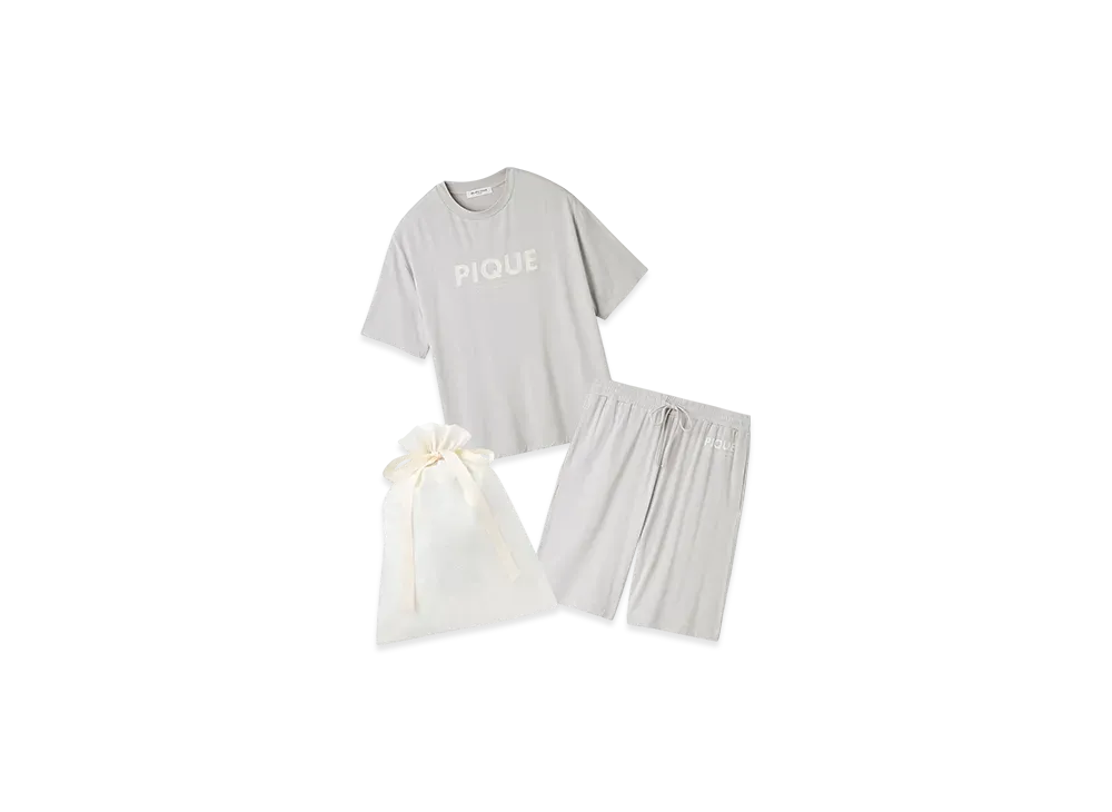 GELATO PIQUE Wrapped Homme Cool Touch Rayon Pique Logo T-Shirt & Shorts Set "Right Gray"