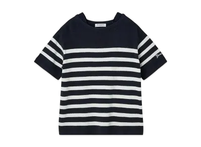 GELATO PIQUE Homme Airy Moco Marine Border Pullover "Navy"