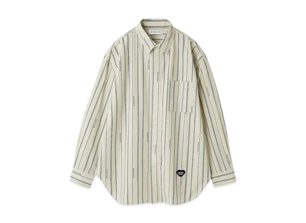 GELATO PIQUE Homme Heart Patch Regular Collar Shirt "Stripe"