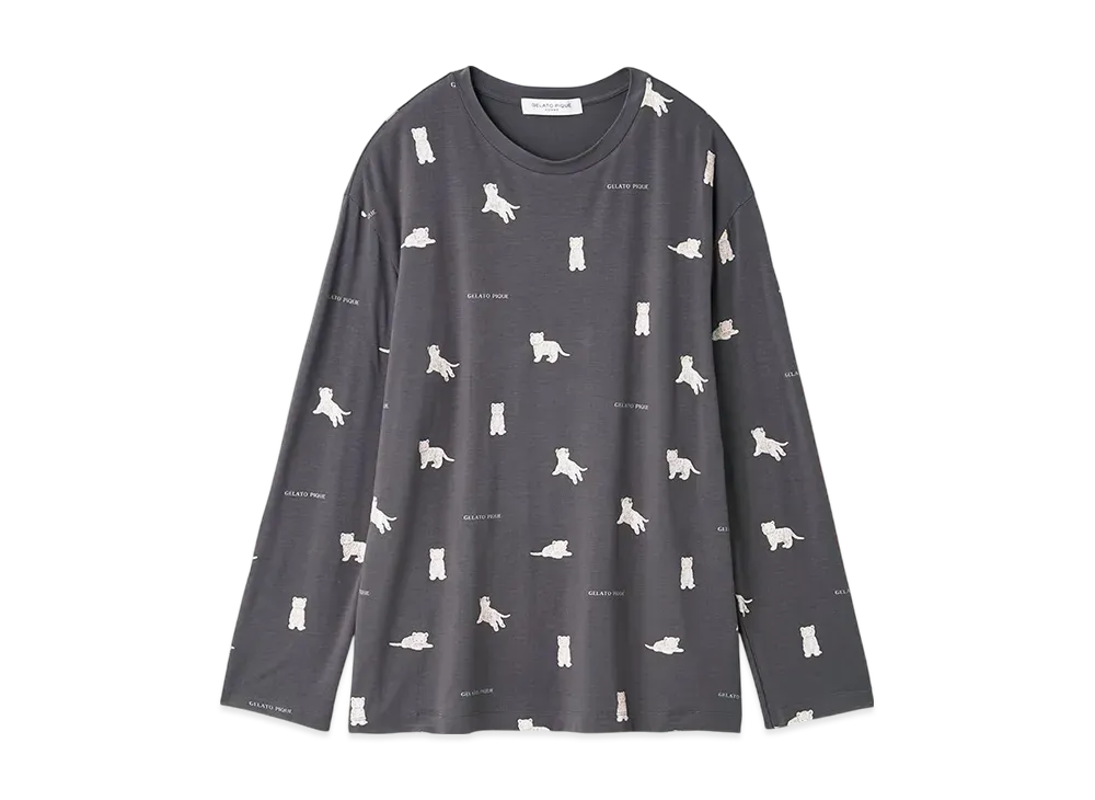GELATO PIQUE Homme White Tiger Pattern Long T-Shirt "Navy"