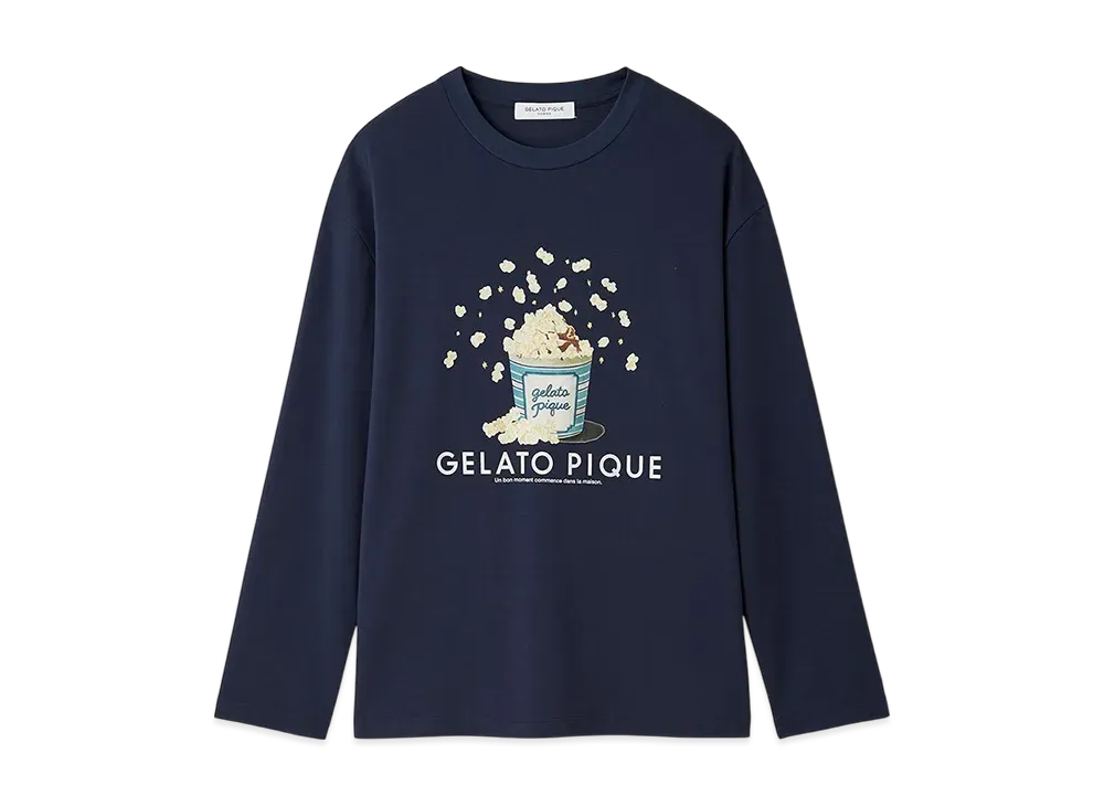 GELATO PIQUE Homme Inlay Popcorn Print Long T-Shirt "Navy"