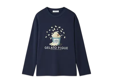 GELATO PIQUE Homme Inlay Popcorn Print Long T-Shirt "Navy"