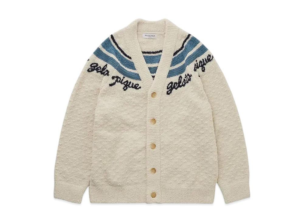 GELATO PIQUE Homme Powder Line Logo Jacquard Cardigan "Ivory"
