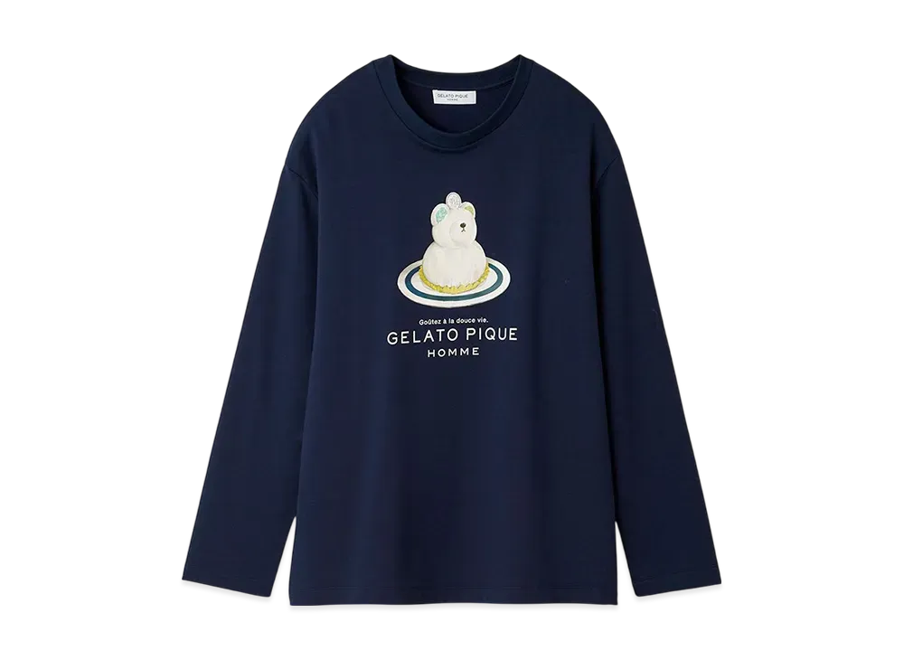 GELATO PIQUE Homme Inlay Bear Cake Ron Long T-Shirt "Navy"