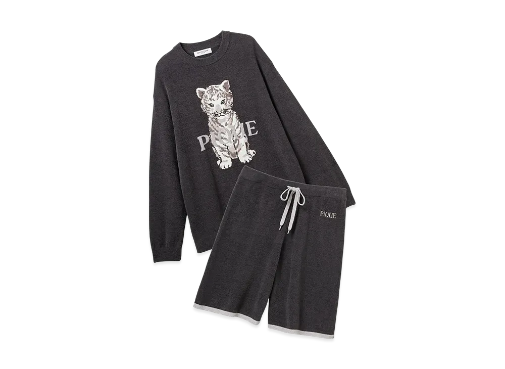GELATO PIQUE x Homme White Tiger Jacquard Pullover & Half Pants Set "Navy"