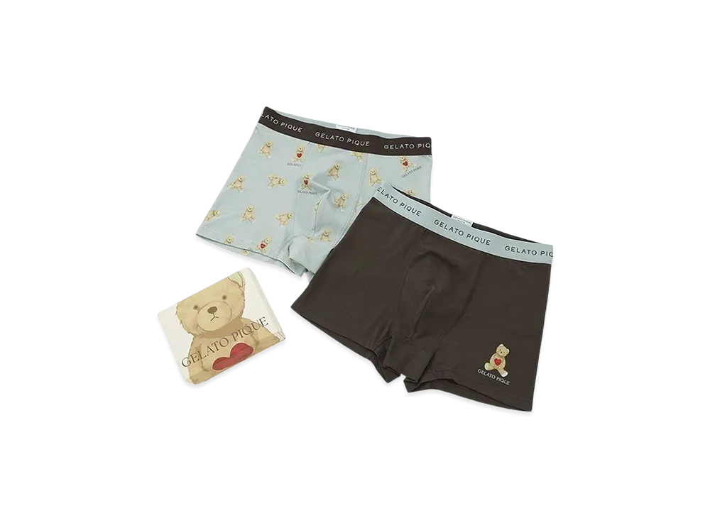 GELATO PIQUE x Homme Bear Pattern Underwear Set "Brown"