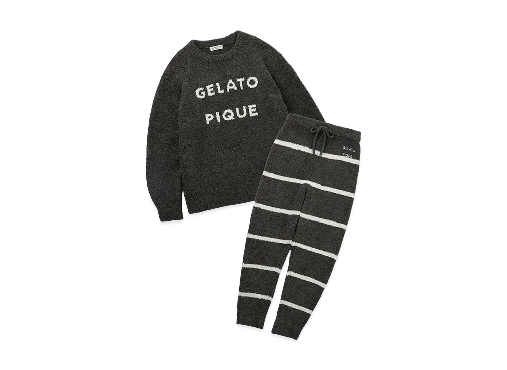GELATO PIQUE x Homme Powder Logo Jacquard Pullover & Long Pants Set "Charcoal Gray"