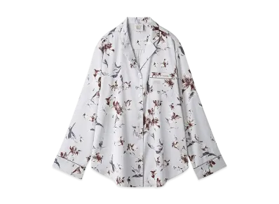 GELATO PIQUE Mother'S Day Floral Pattern Satin Piping Shirt "Blue"