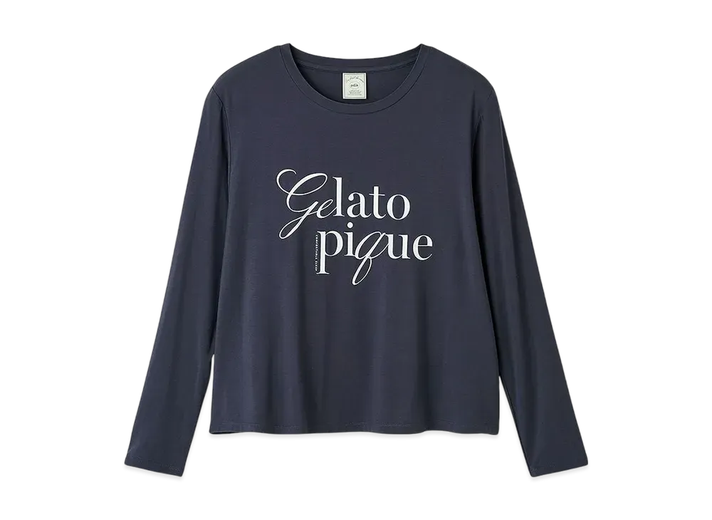 GELATO PIQUE Cool Feeling To The Touch Rayon Logo T-Shirt "Navy"