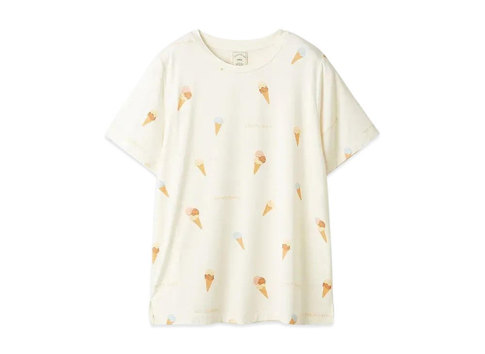 GELATO PIQUE Cool Sensation To The Touch Playful Ice Pattern T-Shirt "Off White"