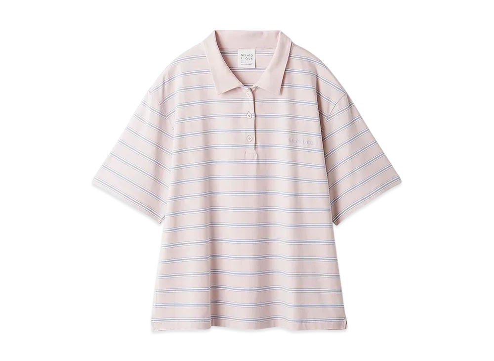 GELATO PIQUE Multi-Border Polo Shirt "Pink"