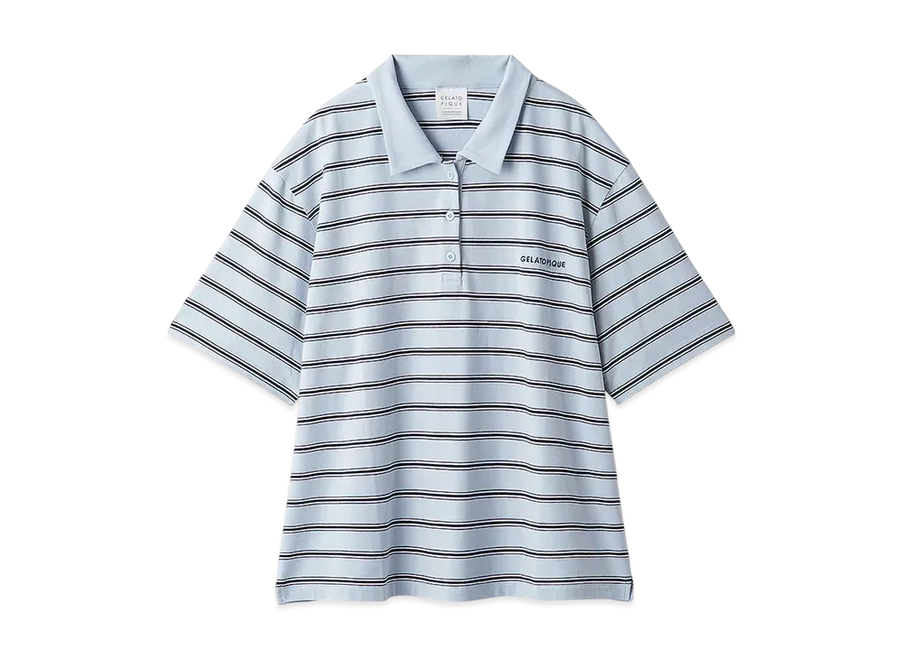 GELATO PIQUE Multi-Border Polo Shirt "Blue"