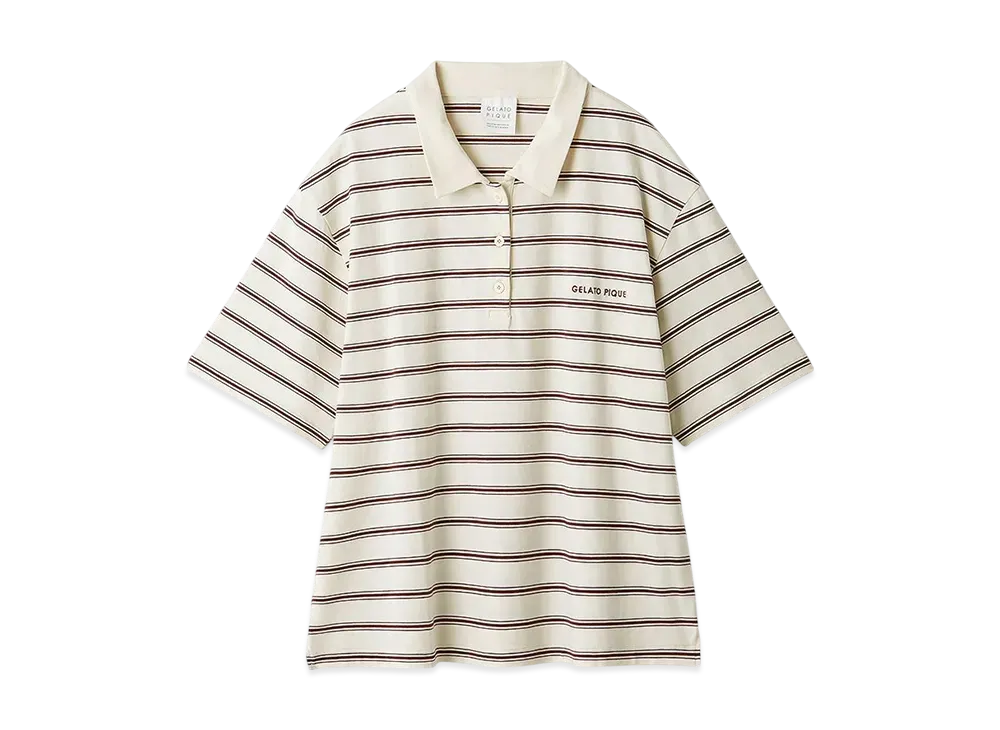 GELATO PIQUE Multi-Border Polo Shirt "Cream"