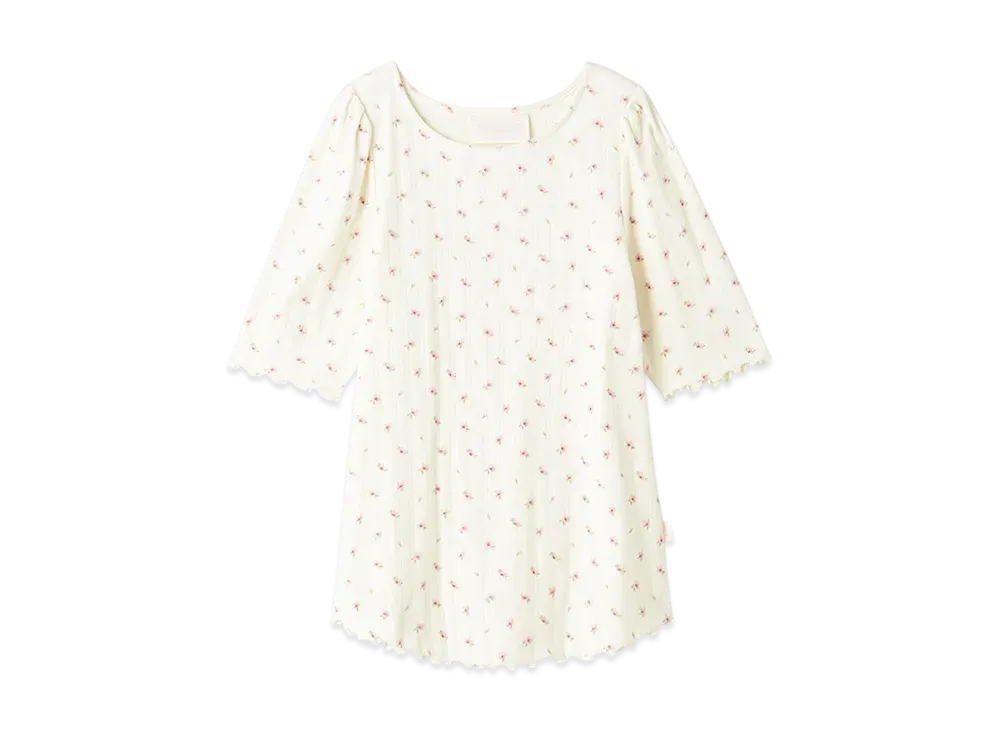 GELATO PIQUE Sakura Pattern Needleless T-Shirt "Off White"