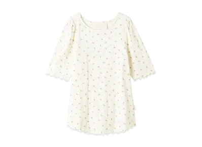 GELATO PIQUE Sakura Pattern Needleless T-Shirt "Off White"