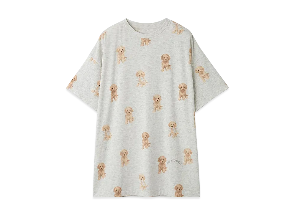 GELATO PIQUE Toy Poodle Pattern Big T-Shirt "Gray"