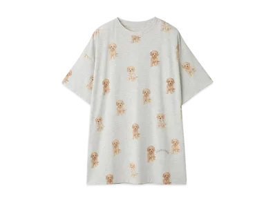 GELATO PIQUE Toy Poodle Pattern Big T-Shirt "Gray"