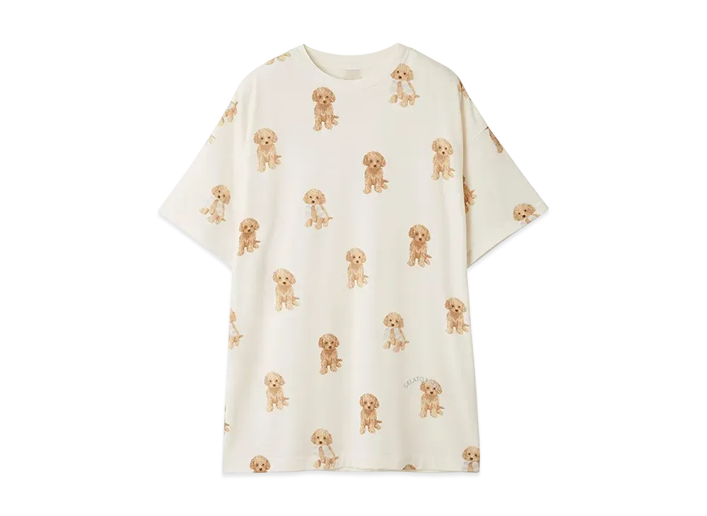 GELATO PIQUE Toy Poodle Pattern Big T-Shirt "Off White"