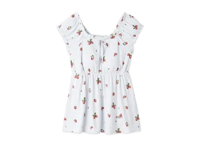 GELATO PIQUE Strawberry Pattern Cup Frill Pullover "Blue"