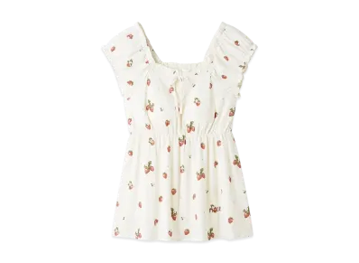 GELATO PIQUE Strawberry Pattern Cup Frill Pullover "Off White"