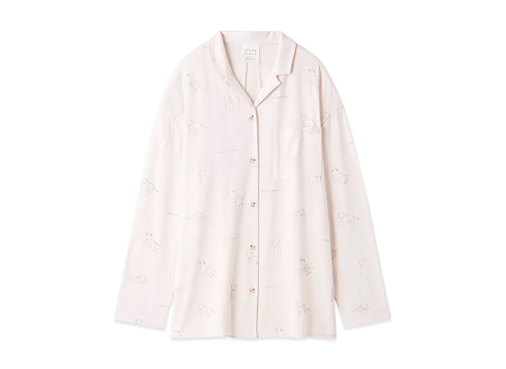 GELATO PIQUE White Tiger Pattern Shirt "Pink"