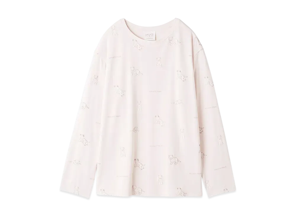 GELATO PIQUE White Tiger Pattern Long T-Shirt "Pink"