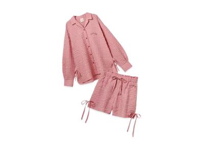 GELATO PIQUE Ribbon Shirt & Shorts Set "Pink"