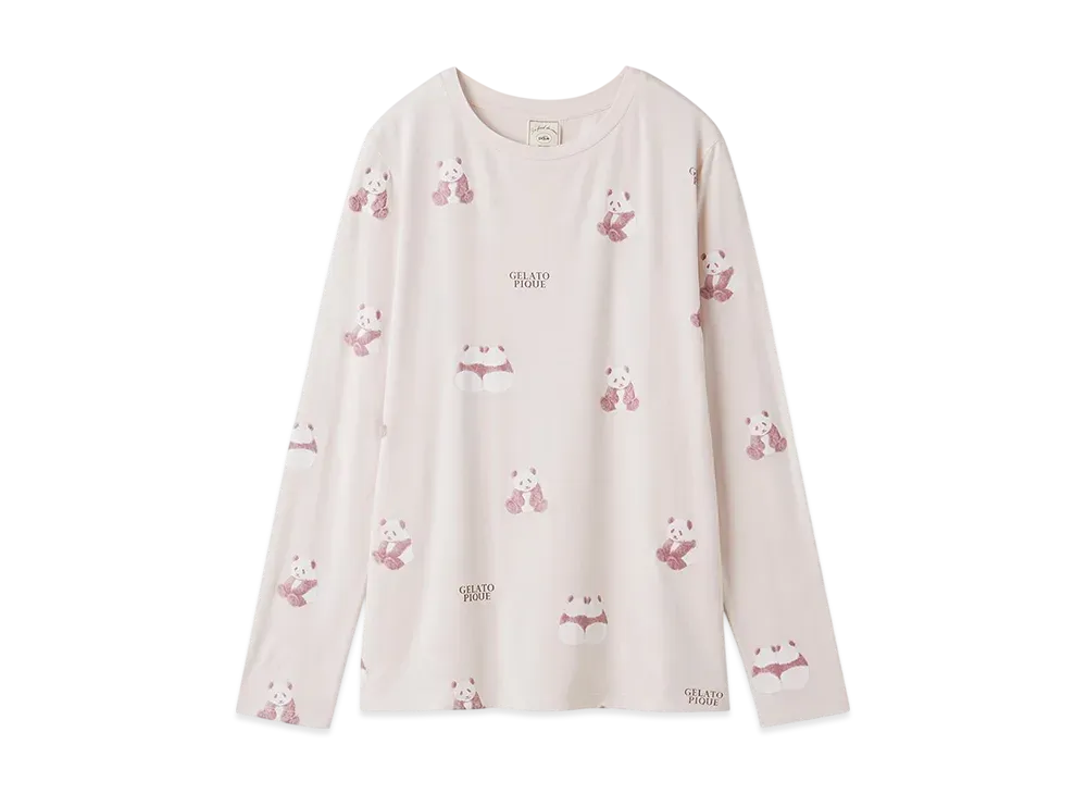 GELATO PIQUE Panda Pattern Long T-Shirt "Pink"