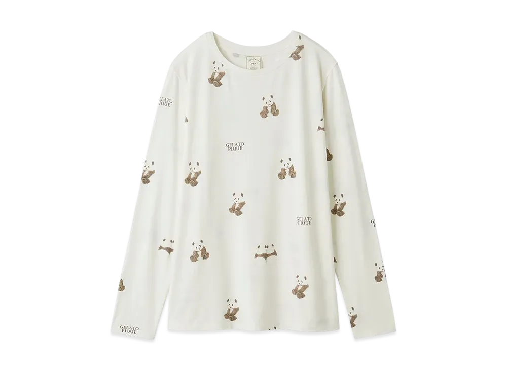 GELATO PIQUE Panda Pattern Long T-Shirt "Off White"
