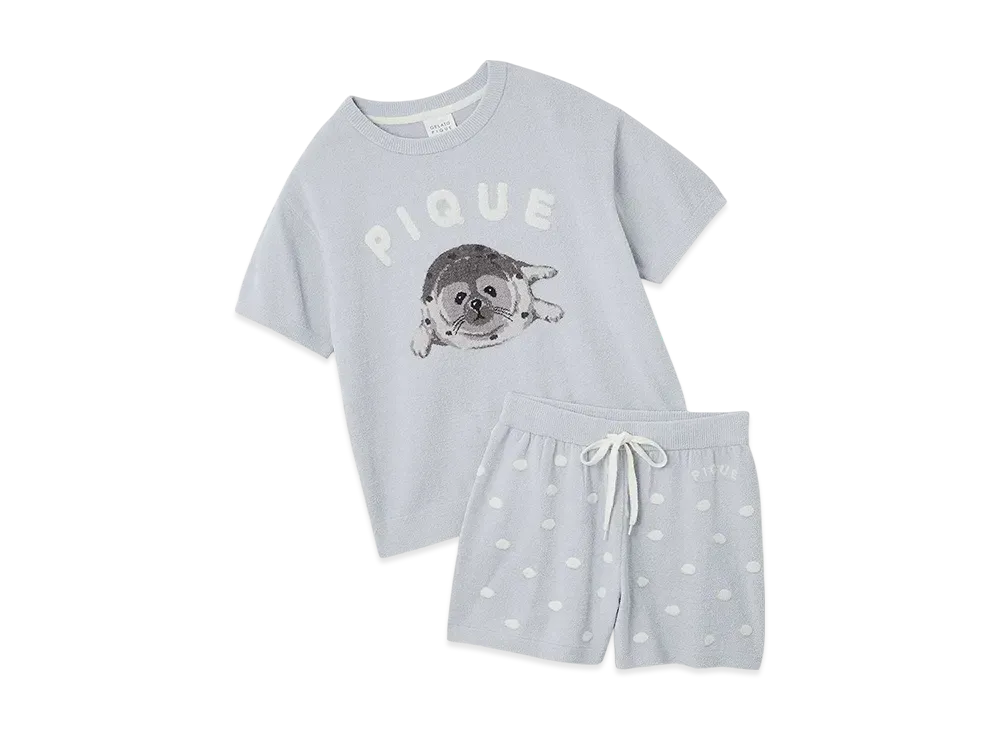GELATO PIQUE Seal Jacquard Pullover & Shorts Set "Blue"