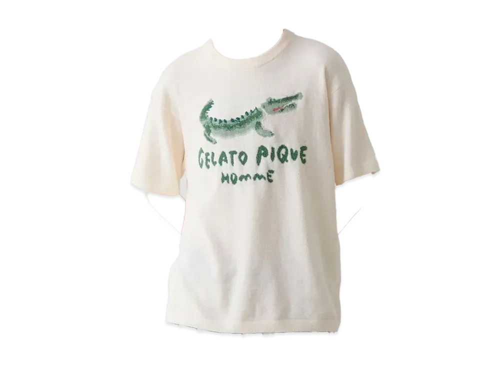 GELATO PIQUE Homme Airy Moco Crocodile Jacquard Pullover "Ivory"