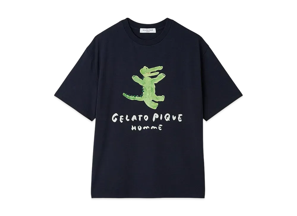 GELATO PIQUE Homme Cool Touch Sensation Crocodile Print T-shirt "Navy"
