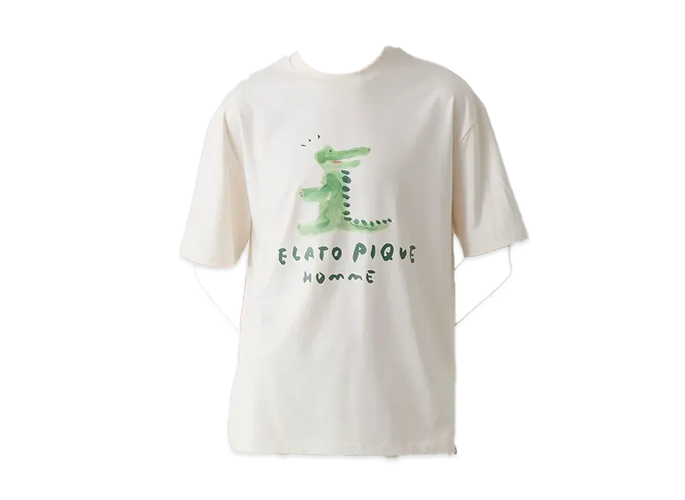 GELATO PIQUE Homme Cool Touch Sensation Crocodile Print T-shirt "Ivory"
