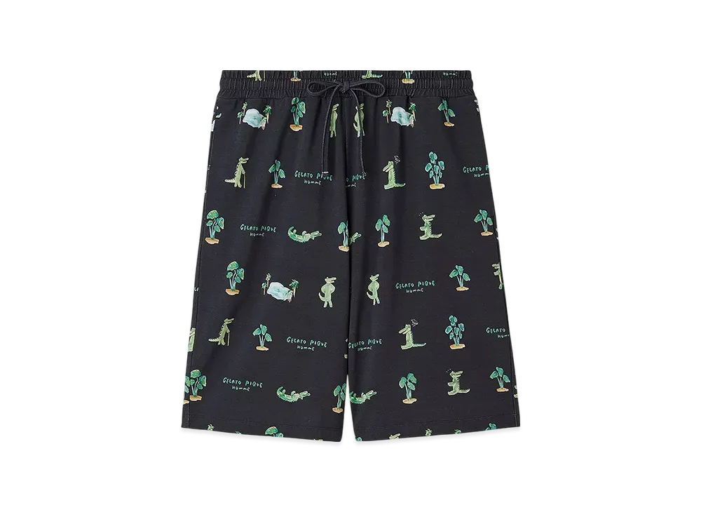 GELATO PIQUE Homme Cool Touch Sensation Crocodile Pattern Printed Shorts "Navy"