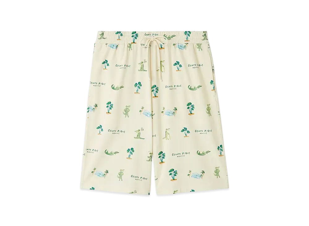 GELATO PIQUE Homme Cool Touch Sensation Crocodile Pattern Printed Shorts "Ivory"