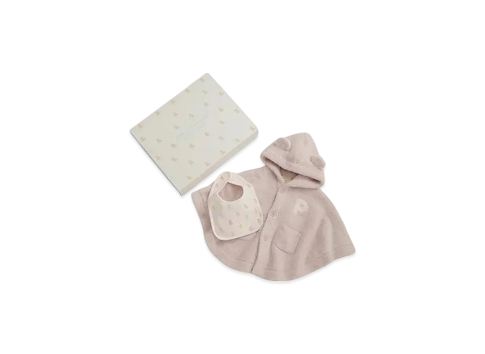 GELATO PIQUE Baby Bear Poncho & Bib 2 Piece Set Gift Box "Pink"