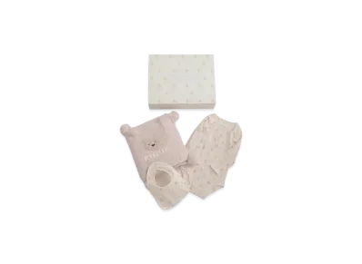 GELATO PIQUE Baby Bear Blanket & Bodysuit & Bib 3 Piece Set Gift Box "Pink"