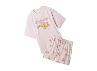 GELATO PIQUE Cool Touch Sensation Bear One Point T-Shirt & Shorts Set "Pink"
