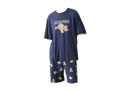 GELATO PIQUE Homme Cool Touch Sensation Bear One Point T-Shirt & Shorts Set "Navy"