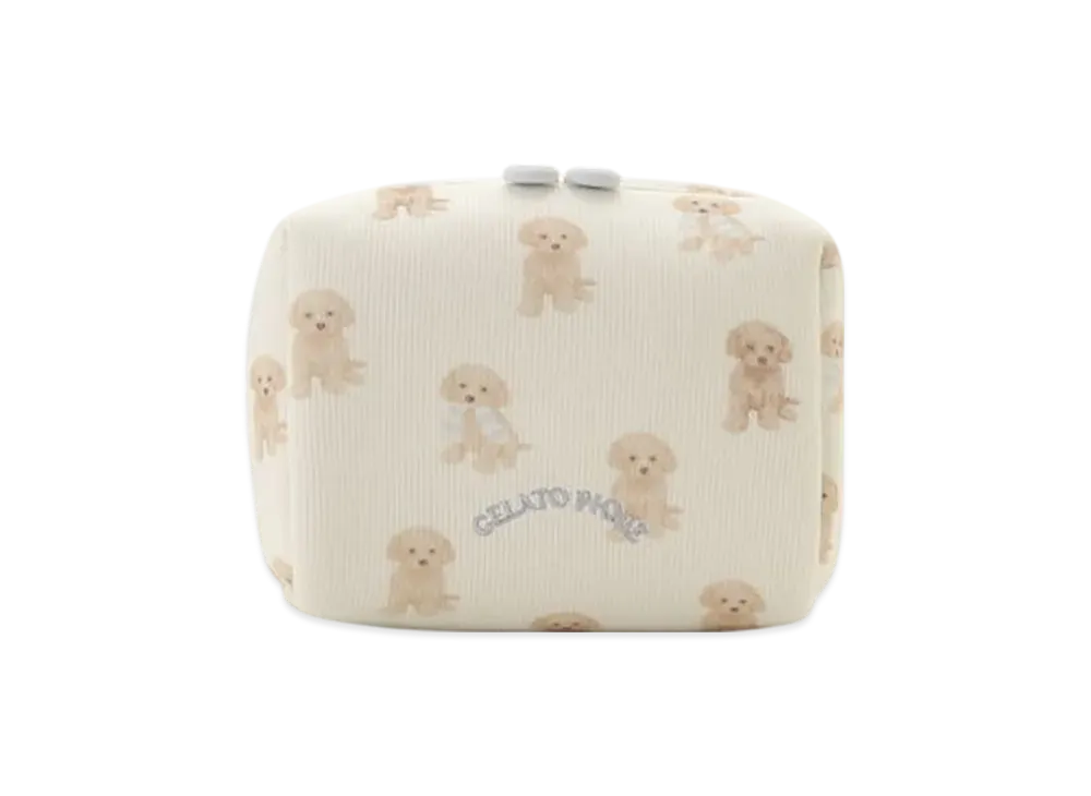 GELATO PIQUE Toy Poodle Pattern Square Pouch "Off White"