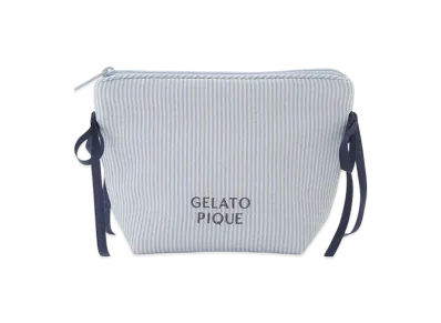 GELATO PIQUE Striped Ribbon Pouch "Blue"
