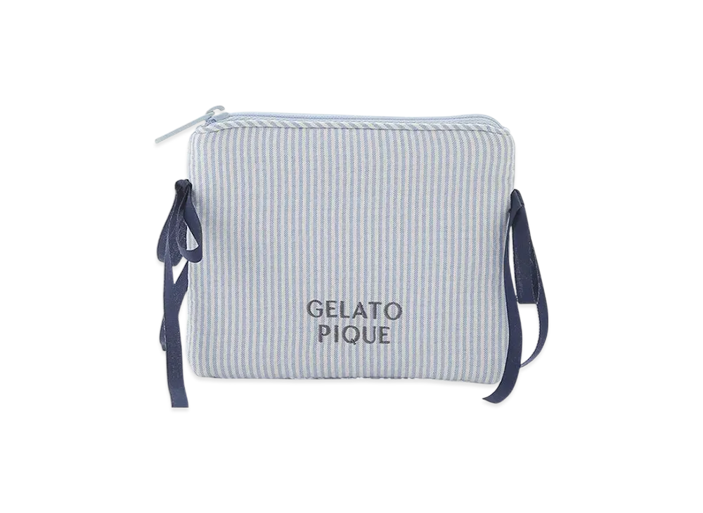 GELATO PIQUE Striped Ribbon Tissue Pouch "Blue"