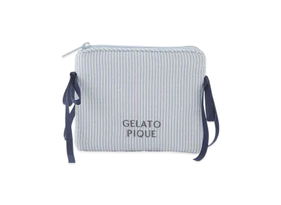 GELATO PIQUE Striped Ribbon Tissue Pouch "Blue"